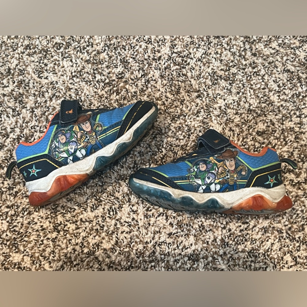 Disney Navy blue and Green Toy Story Sneakers Toddler 8T Boys Girls Buzz Woody
